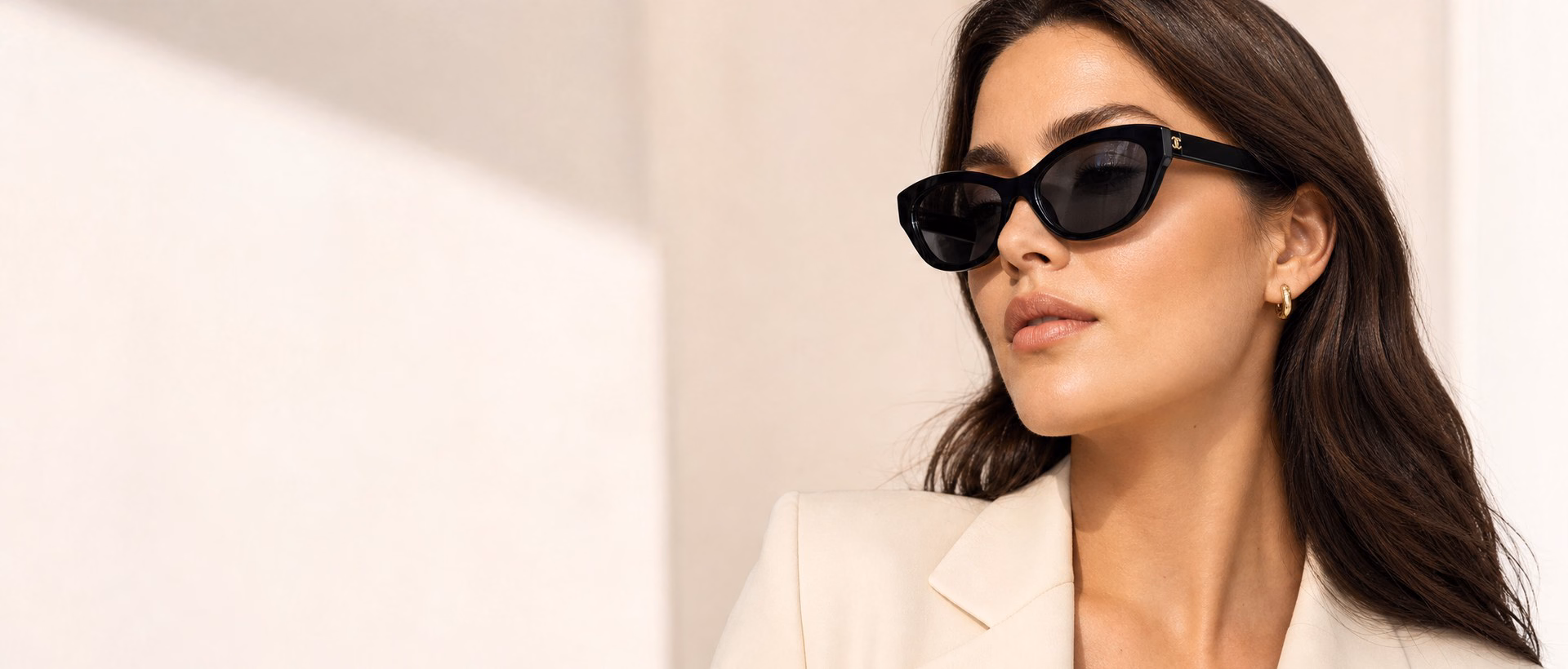 Female model wearing pre-owned Chanel eyewear